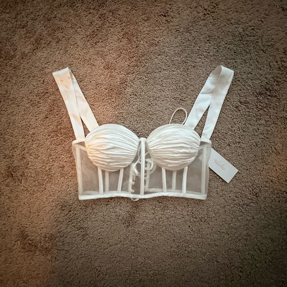adeirlina Tops - Adeirlina - white bustier crop top